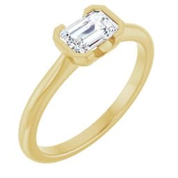 126823 / Engagement Ring / 14K Yellow Gold / Unset / Emerald / 6 X 4 Mm / Polished / Engagement Ring Mounting