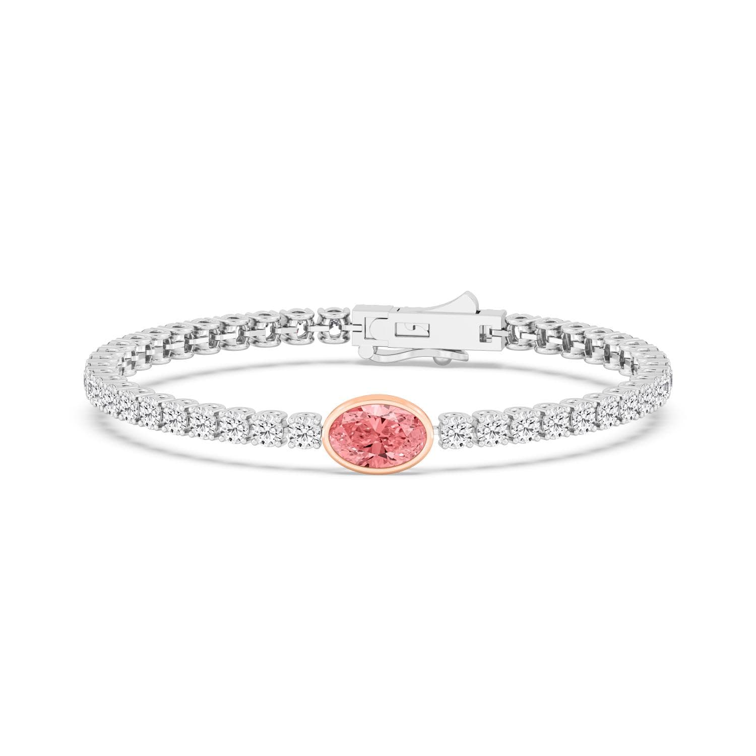 14K Rose & White Gold Lab Grown Diamond BRACELET 9.41 ctw SJBR20375OV-2.25CT-7IN