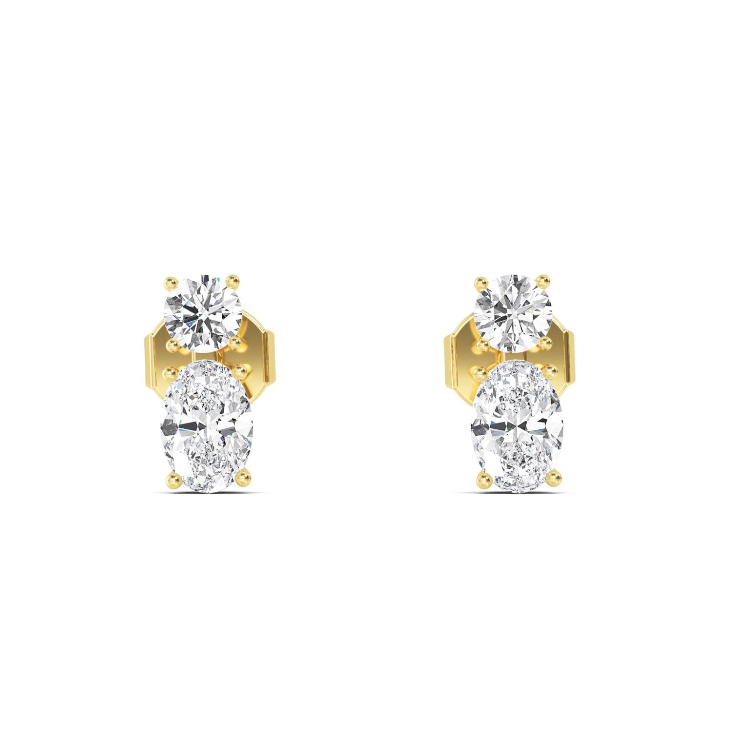 14K Yellow Gold Lab Grown Diamond EARRINGS 1.55 ctw SJE32356RDOV-1.50CT