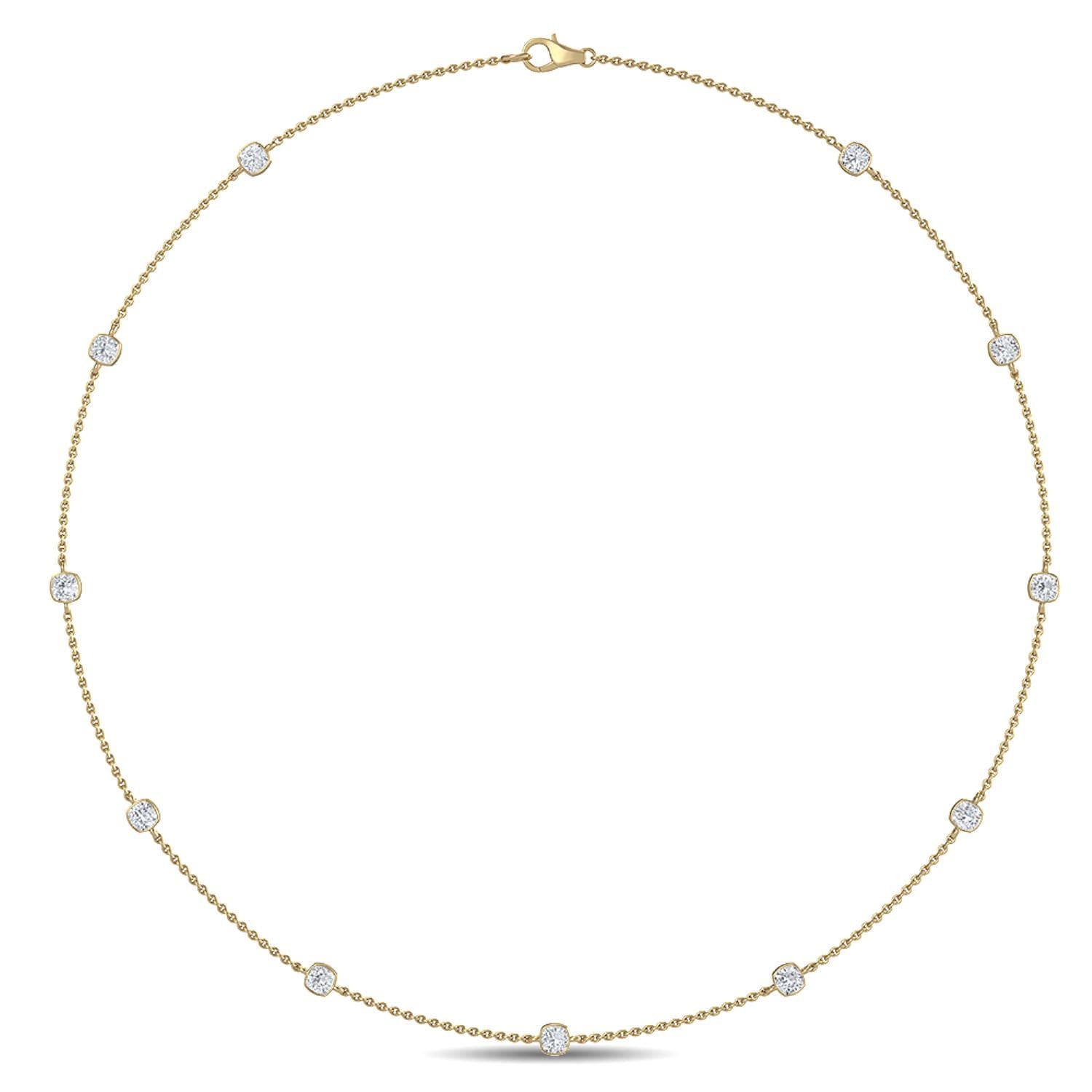 14K Yellow Gold Lab Grown Diamond NECKLACE 1.20 ctw SJN08016CU-1.10CT