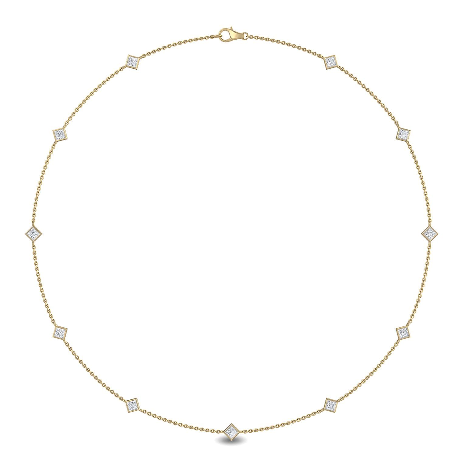 14K Yellow Gold Lab Grown Diamond NECKLACE 1.04 ctw SJN08016PR-1.10CT