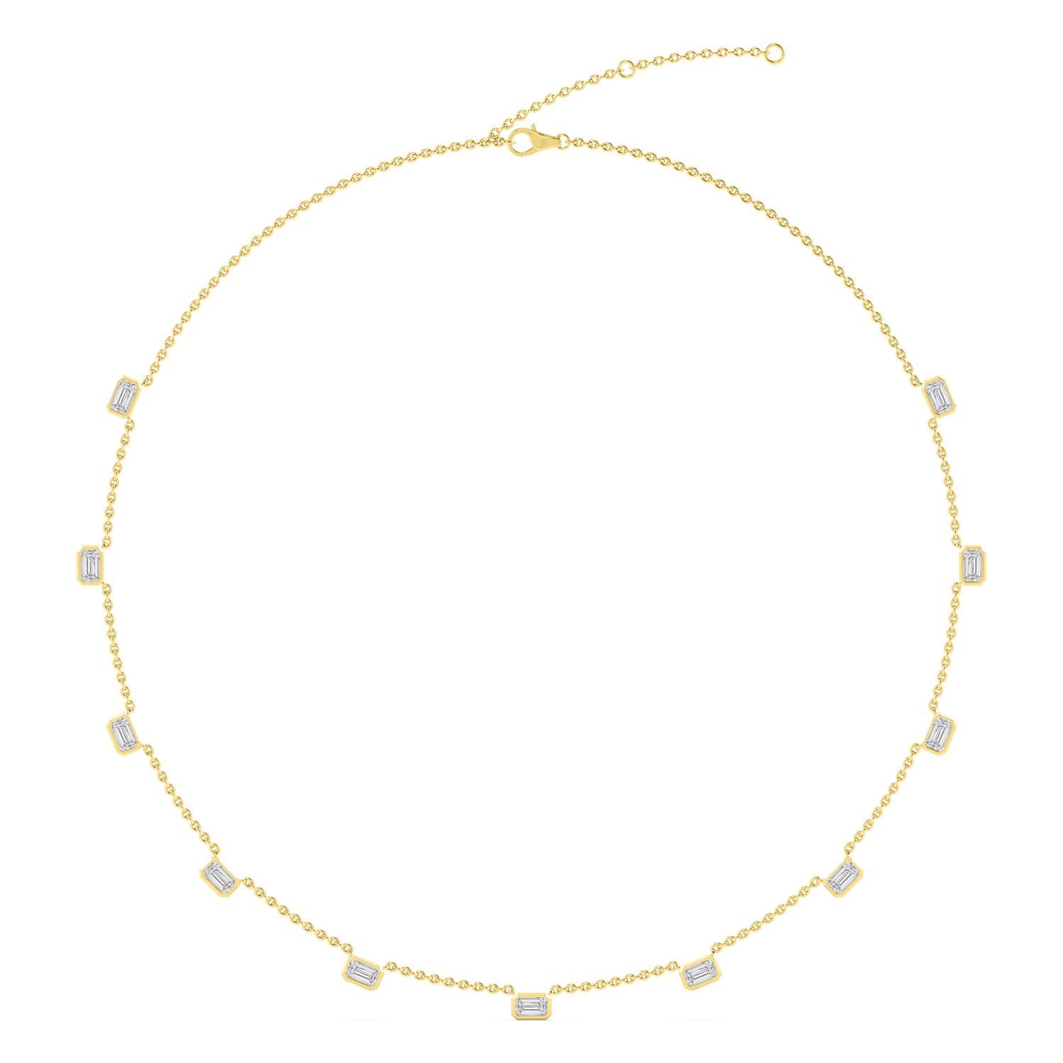 14K Yellow Gold Lab Grown Diamond NECKLACE 3.41 ctw SJN08464EM-3.50CT-16IN
